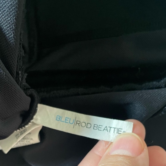 Bleu Rod Beattie Let's Get Twisted Draped One Piece Bandeau Swimsuit 10 Black - Picture 5 of 9